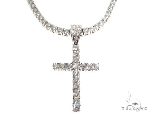 Custom Prong Diamond Cross Tennis Chain Set 64741 - Image 2