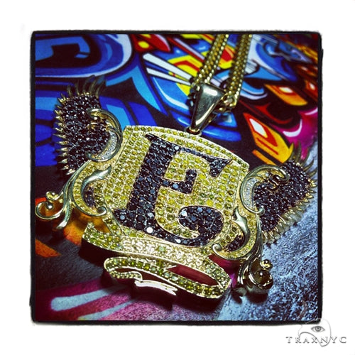 Custom Prong Diamond 'E' Pendant 37785 - Image 1