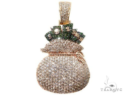 Custom Prong Diamond Money Bag Pendant 64213 - Image 1