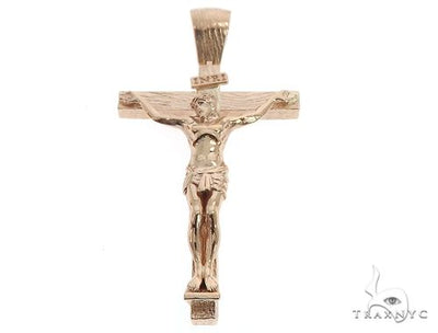 14K Solid Yellow Gold Cross Jesus 63945 - Image 1