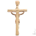 14K Solid Yellow Gold Cross Jesus 63945 - Image 3