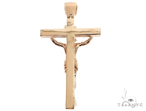 14K Solid Yellow Gold Cross Jesus 63945 - Image 3