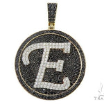 Custom Special White Gold Black & White Diamond E Initial Pendant 65250 - Image 1