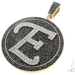 Custom Special White Gold Black & White Diamond E Initial Pendant 65250 - Image 4