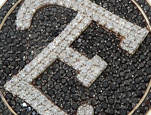 Custom Special 10K White Gold Black & White Diamond E Initial Pendant, photo 5 of 8