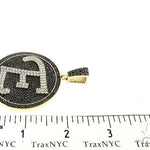 Custom Special White Gold Black & White Diamond E Initial Pendant 65250 - Image 8