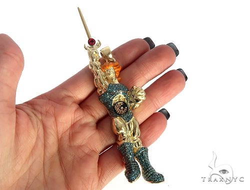 Yellow custom ThunderCats Lion pendant with detailed sculpted armor and jewel accents