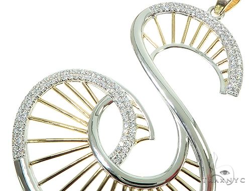 14K Gold Custom TowToned Initial S Pendant, photo 4 of 7