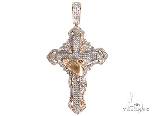 Custom TraxNYC Diamond Cross Crucifix with Praying Hands 64014 - Image 1