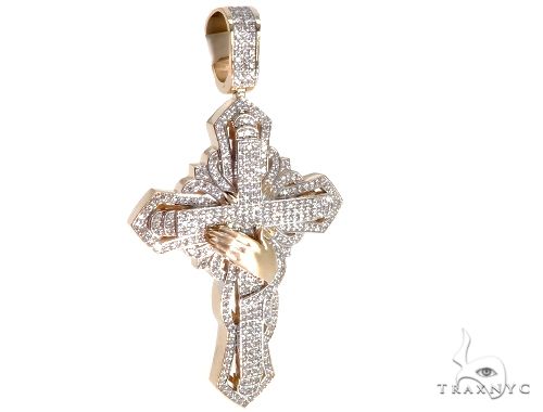 Custom TraxNYC Diamond Cross Crucifix with Praying Hands 64014 - Image 2