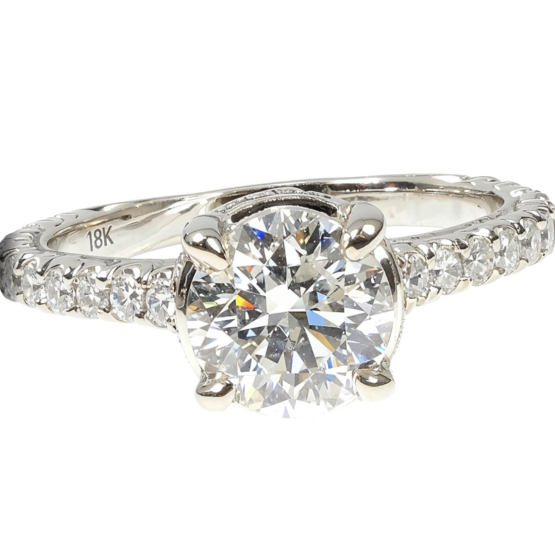 Custom Diamond Engagement Ring in 18K gold, view 2