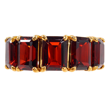 Custom Flawless Red Garnet Band in 14K gold