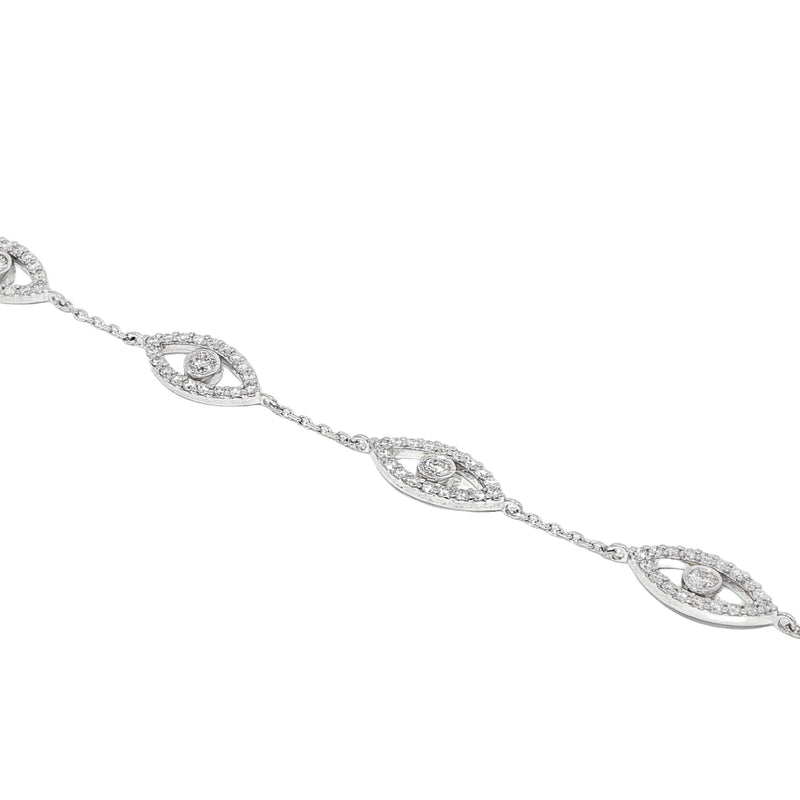 14K Gold Evil Eye Bracelet With White Diamonds, photo 6 of 8