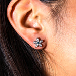 14k White Gold Marquise Flower Cluster Earring 71002