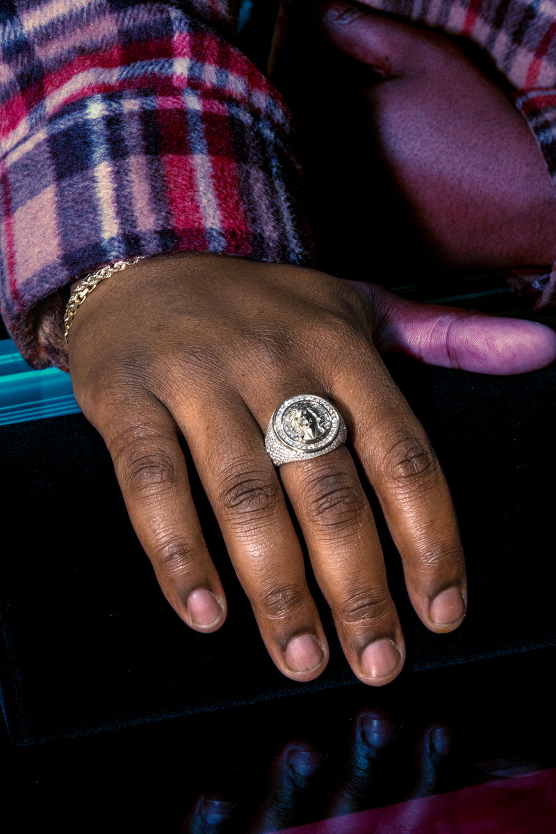 Circular Mens Lab-Grown Diamond Ring With Jesus Head, photo 7 of 8