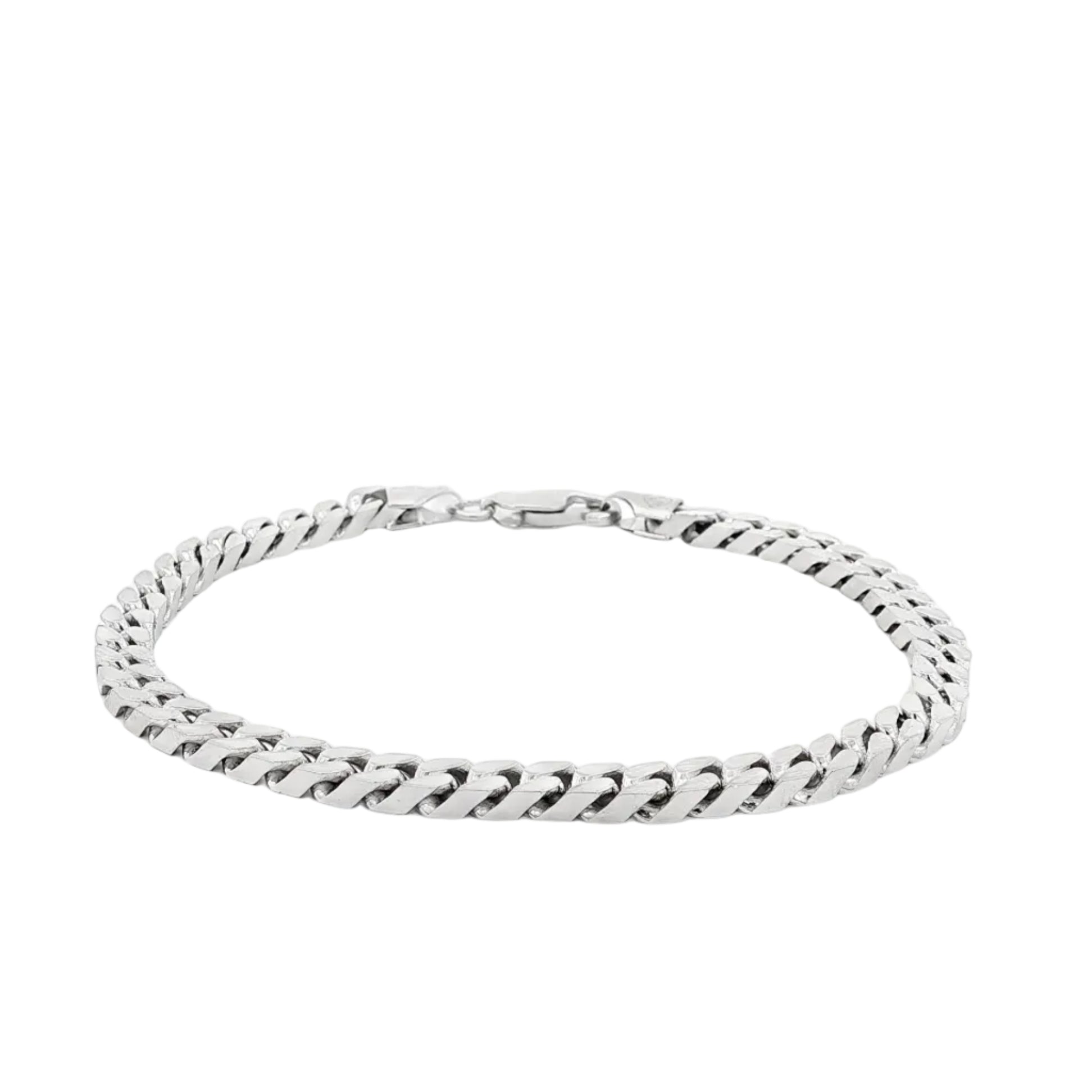 Silver Beveled Curb Bracelet 4.5mm 71141 | TraxNYC