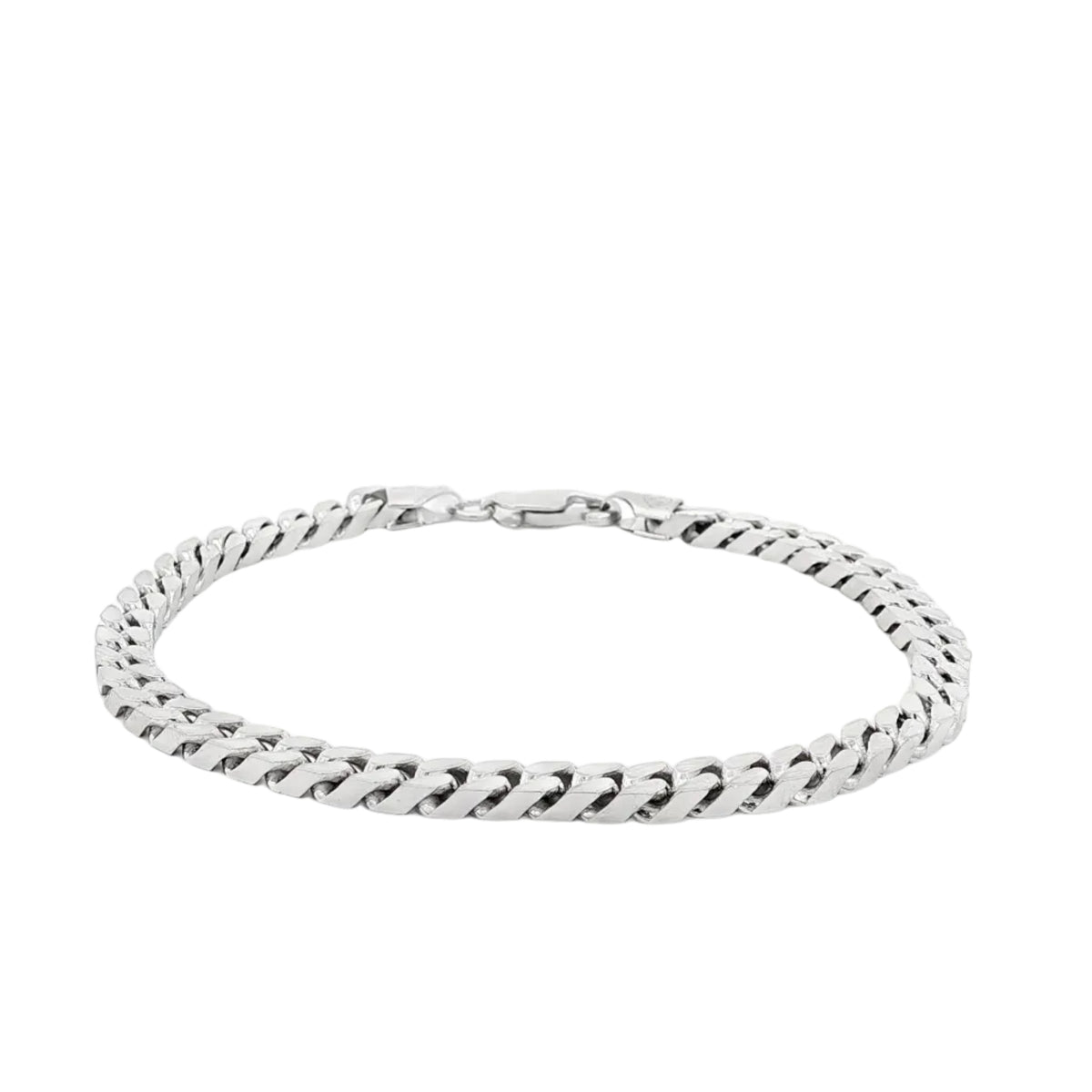 Silver Beveled Curb Bracelet 4.5mm 71141 | TraxNYC