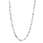 Sterling silver beveled curb chain necklace, 4.5mm link width, polished finish.