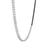 Sterling silver 4.5mm beveled curb chain with polished finish, available in multiple lengths.