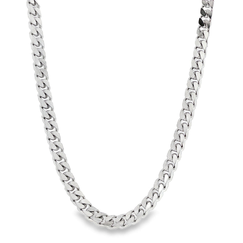 .925 silver 4.5mm beveled curb chain necklace in polished finish, 24-inch length.