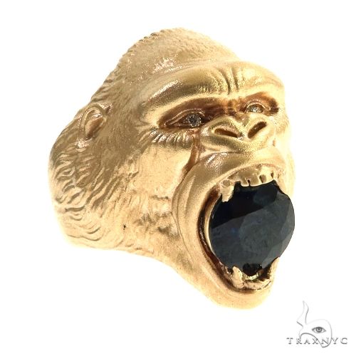 14K Gold Dark Blue Sapphire Gorilla Ring, photo 2 of 6