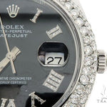 Datejust 41mm Roman Numeral Black Dial Diamond Bezel Stainless Steel Mens Watch 64985 - Image 5