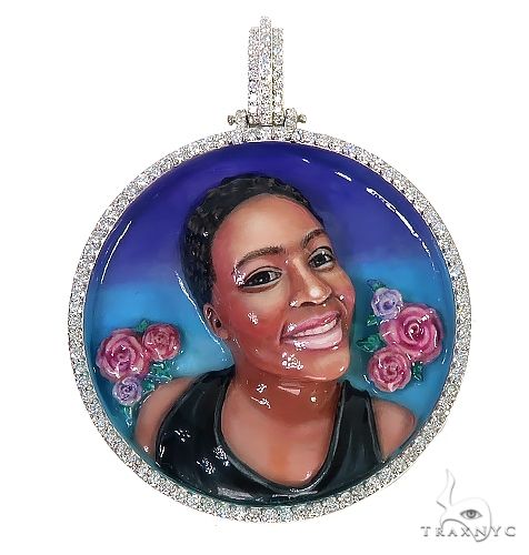 Custom daughter memorial pendant with photo or quote — front view of finished piece