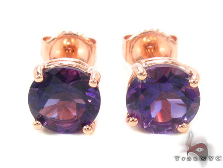 14k Rose Gold Deep Amethyst Earrings 33423 - Image 1