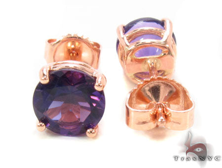 14k Rose Gold Deep Amethyst Earrings 33423 - Image 4