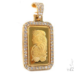 10 Gram 24K Gold Pamp Suisse Bar Diamond Pendant 42305 - Image 2