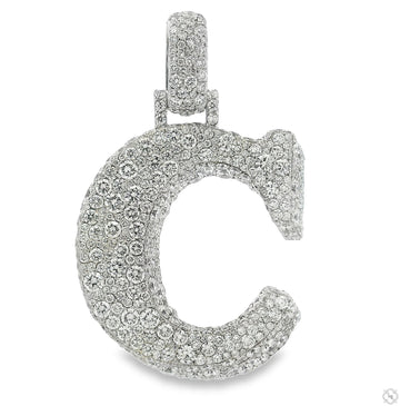 14K Gold Diamond Mosaic Initial Pendant