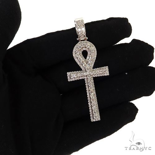 14K Gold Lab-Grown Diamond Ankh Cross Pendant, photo 7 of 7