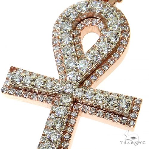 14K Gold Lab-Grown Diamond Ankh Cross Pendant, photo 3 of 7