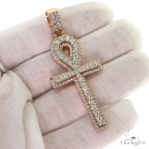 14K Gold Lab-Grown Diamond Ankh Cross Pendant, photo 7 of 7