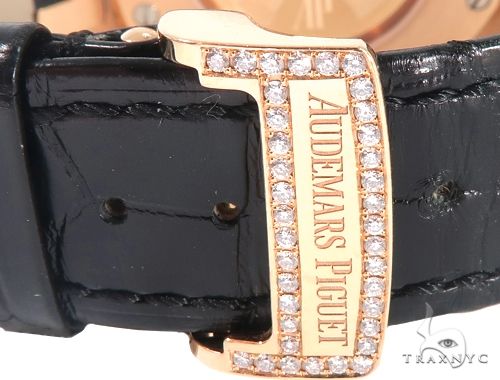 Diamond Audemars Piguet Royal Oak 41mm Watch with Leather Strap 64058 - Image 8