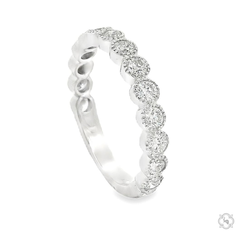 14K Gold Diamond Bezel Band 2mm, photo 2 of 5