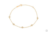 Ladies 14K Gold Dainty Diamond Bezel Bracelet (Lab) 70697