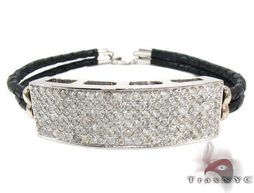 mens full diamond ID braided bracelet in 10k white gold – round-cut diamonds across flat braided links, top-down view