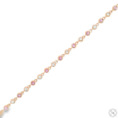 Yard Bezel Diamond Bracelet with Pink Sapphires 70597 - Image 1