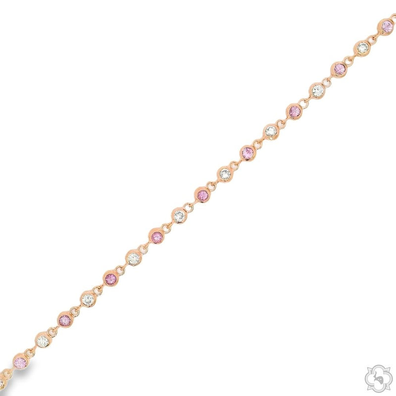 Yard Bezel Diamond Bracelet with Pink Sapphires 70597 - Image 1