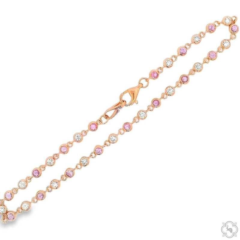 Yard Bezel Diamond Bracelet with Pink Sapphires 70597 - Image 2