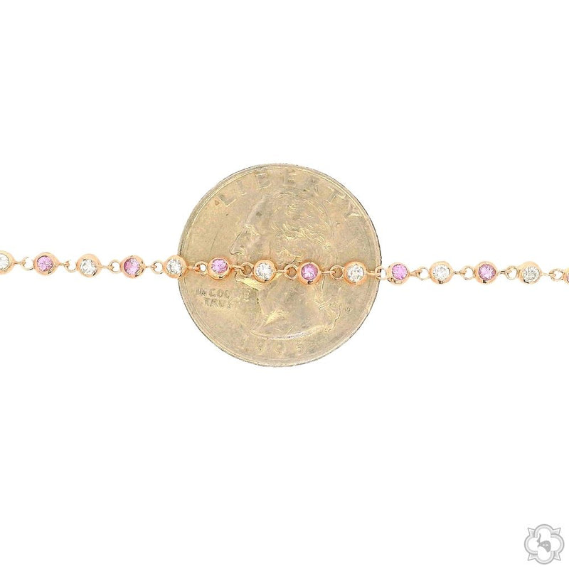 Yard Bezel Diamond Bracelet with Pink Sapphires 70597 - Image 3