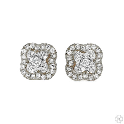 Clover Motif Diamond Earrings 70869