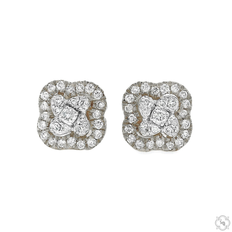 Clover Motif Diamond Stud Earrings 70869