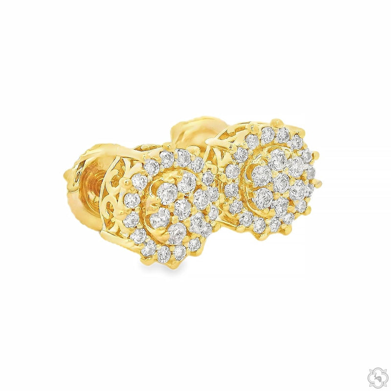 10K Gold Sunburst Diamond Cluster Studs, photo 5 of 8
