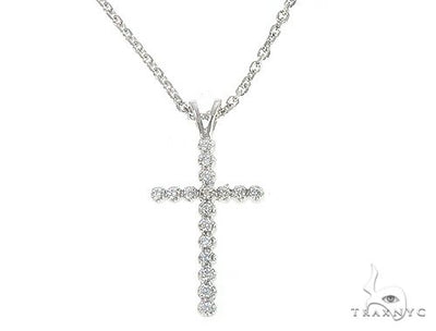 14K Gold Diamond Cross Necklace With Cable Chain Set