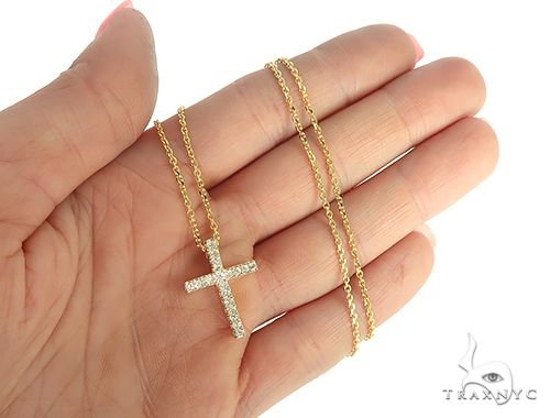 Diamond Cross Necklace Set 65878 | TraxNYC