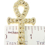 14K Yellow Gold Diamond Ankh Cross Crucifix Pendant 56545 - Image 6