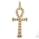 14K Rose Gold Diamond Ankh Cross Crucifix Pendant 56546 - Image 1