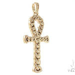 14K Rose Gold Diamond Ankh Cross Crucifix Pendant 56546 - Image 2